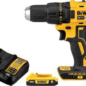 DEWALT - Taladro inalámbrico 20 V MAX, 1/2 pulgadas (1.27 cm), 2 velocidades, batería XR de 2.0 Ah y cargador incluido (DCD777D1)