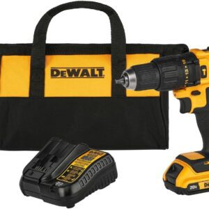 DEWALT Kit Taladro Inalámbrico Percutor 1/2" (13mm), 20V máx., Incluye Cargador, Baterías y Bolsa de Herramientas, DCD7781D1