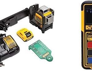 DEWALT MAX 3 X 360 Line Laser Green 12V DW089LG + DEWALT Herramienta de medición láser/medidor de distancia, 100 pies con Bluetooth (DW099S)
