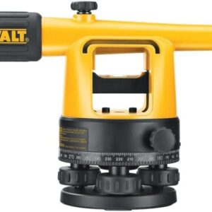 DEWALT - Nivel de tránsito, herramienta de topografía con trípode y varilla, amarillo, 20x aumento, precisión 1/4 por 100 pies, DW090PK