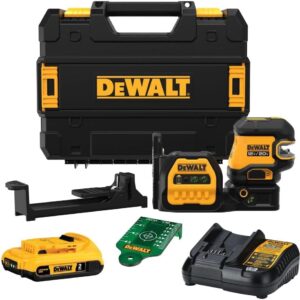 DEWALT - Kit de nivel láser de 20 V/12 V, láser de línea cruzada y láser de 2 puntos, verde (DCLE34220G)