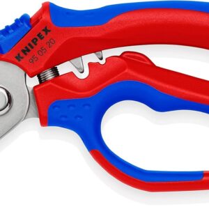 KNIPEX Tools - Tijeras de acero inoxidable 95 05 20 US en ángulo para electricistas, 6-1/4 pulgadas, rojo/azul