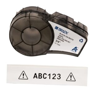 Brady - Cinta de vinilo M21-750-595-WT BMP21 B- 595 para interiores y exteriores, tamaño: 3/4 pulgadas x 21 pies BLK/WHT