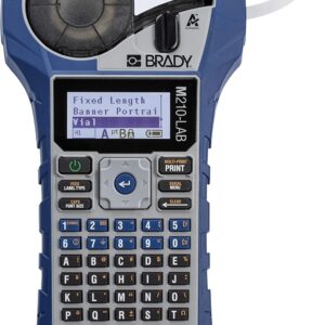 Brady M210-LAB, Impresora de Etiquetas portátil, Azul/Gris, 9.5 Pulgadas de Alto x 4.5 Pulgadas de Ancho x 2.5 Pulgadas de Profundidad