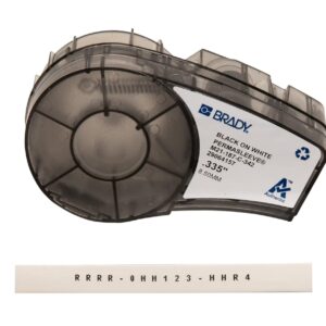 Brady PermaSleeve mangas termorretráctiles para marcar cables de poliolefina (M21-187-C-342) - Mangas negras sobre blancas - Compatible con impresoras BMP21-PLUS, ID PAL y LABPAL - 7 pies de largo, 0.335 pulgadas de ancho