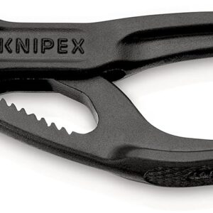 Knipex Cobra XS Mini Alicates para bomba de agua, 100 mm, tuercas a 24 mm, tubos a 28 mm, autobloqueante, ajuste fino mediante botón de empuje, Edc, 87 00 100