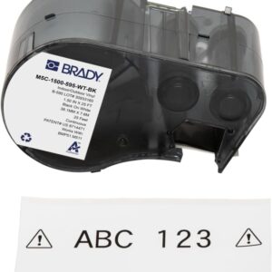 Brady Authentic (M5C-1500-595-WT-BK) Etiquetas de vinilo para todo tipo de clima, 1.5 pulgadas de ancho x 25 pies, negro sobre blanco. Para uso con impresoras de etiquetas BMP51, M510 y M511.