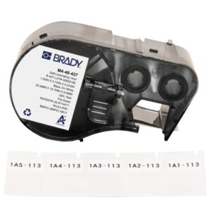 Brady Authentic (M4-48-427) Etiquetas de vinilo autolaminadas alrededor de 1 pulgada de alto x 0.75 pulgadas de ancho, negro sobre blanco, transparente, 200 etiquetas. Para uso con impresoras de