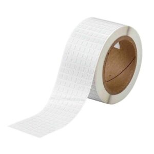 Brady THT-70-717-20 B-717 High -Temperature ESD etiqueta de código de barras industrial de poliimida, brillante, 0.63 cm de alto x 0.63 cm de ancho, blanco, 20000/rollo (paquete de 20000)