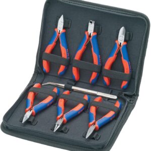KNIPEX - Juego de herramientas de 7 piezas en bolsa con cierre, color rojo