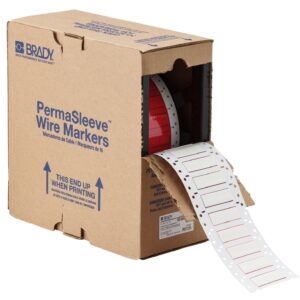 Brady HX-375-2-WT-2 PermaSleeve 0.984" Width x 0.622" Height, B-7642 Heat-Shrink Polyolefin, Matte Finish White Wire Marking Sleeve (2000 per Roll)