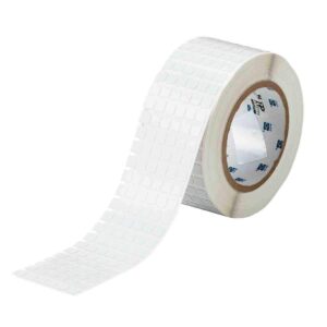 Brady THT-71-718-20 etiqueta de código de barras industrial ESD de poliimida de alta temperatura, brillante, 0.315 pulgadas de alto x 0.315 pulgadas de ancho, blanco, 10000/rollo (paquete de 20000)
