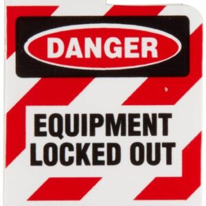 Brady 105722 - Candado de vinilo con texto "Danger - Equipment Locked Out", 7,6 cm de altura, 5 cm de ancho, rojo y negro