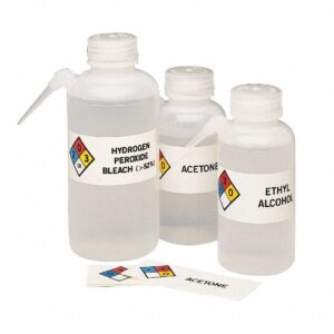Brady 20385LS Chemical, Biohazard and Hazardous Material Labels, Self-Sticking, Polyester, 3.875" x 1.5", Black/Blue/Red/Yellow On White (Pack of 50)