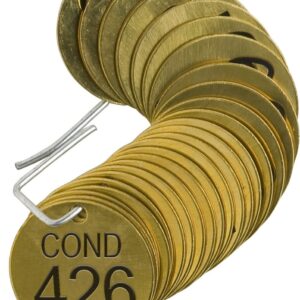 Brady 236641 1/2" Diametermeter Stamped Brass Valve Tags, Numbers 426-450, Legend "COND" (25 per Package)