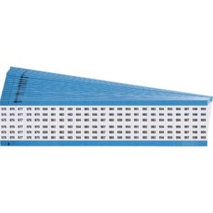 Brady WM-975-999-PK Repositionable Vinyl Cloth (B-500), Black on White, Consecutive Numbers Wire Marker Card (25 Cards)
