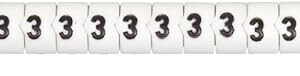 Brady SCN15-3 0.154" - 0.177" Wire Diameter, Nylon, Black on White Clip Sleeve Wire Marker, Legend "3" (Pack of 10 Wands, 300 Marker Sleeves)