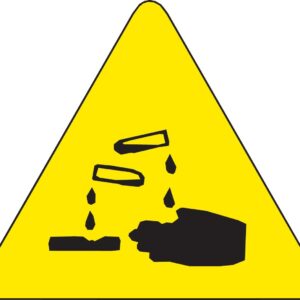 Brady 60195 Pressure Sensitive Vinyl Warning Labels , Black On Yellow, 1" Height x 1" Width, Pictogram "Acid" (10 Labels per Package)