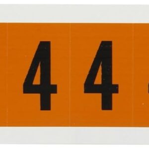Brady 6560-4, números y letras al aire libre, 1 1/2 pulgadas de alto x 7/8 pulgadas de ancho, negro sobre naranja, leyenda "4" (1 por pedido)