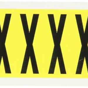 Brady 3440-X 2-1/4" Height, 7/8" Width, B-498 Repositionable Coated Vinyl Cloth, Black On Yellow Color 34 Series Indoor Letter Label, Legend "X" (10 Labels Per Card)