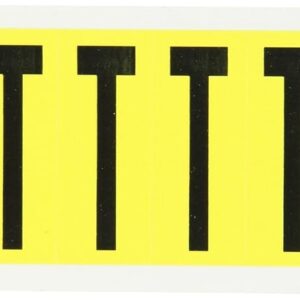Brady 3440-T 2-1/4" Height, 7/8" Width, B-498 Repositionable Coated Vinyl Cloth, Black On Yellow Color 34 Series Indoor Letter Label, Legend "T" (10 Labels Per Card)