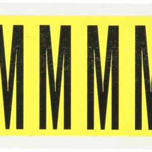 Brady 3440-M 2-1/4" Height, 7/8" Width, B-498 Repositionable Coated Vinyl Cloth, Black On Yellow Color 34 Series Indoor Letter Label, Legend "M" (10 Labels Per Card)