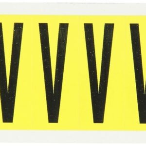 Brady 3440-V 2-1/4" Height, 7/8" Width, B-498 Repositionable Coated Vinyl Cloth, Black On Yellow Color 34 Series Indoor Letter Label, Legend "V" (10 Labels Per Card)