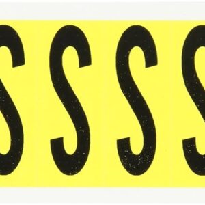 Brady 3440-S 2-1/4" Height, 7/8" Width, B-498 Repositionable Coated Vinyl Cloth, Black On Yellow Color 34 Series Indoor Letter Label, Legend "S" (10 Labels Per Card)