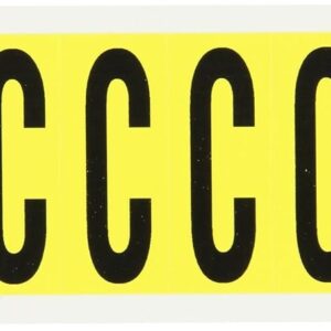 Brady 3440-C 2-1/4" Height, 7/8" Width, B-498 Repositionable Coated Vinyl Cloth, Black On Yellow Color 34 Series Indoor Letter Label, Legend "C" (10 Labels Per Card)