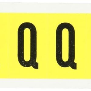 Brady 3430-Q 1-1/2 pulgadas de altura, 7/8 pulgadas de ancho, B-498 paño de vinilo reposicionable, color negro sobre amarillo 34 Series etiqueta de carta interior, leyenda "Q" (10 etiquetas por tarjeta)