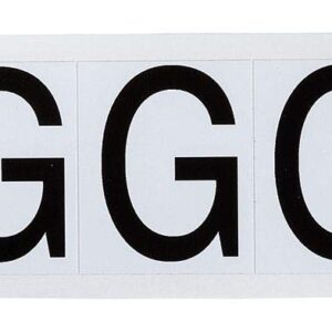 Brady 9714-G 97 Series 2-1/4" Height, 1-13/16" Width, B-946 High Performance Vinyl, Black On White Color Indoor Or Outdoor Letter Label Legend "G" (5 Labels Per Card)