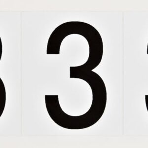 Brady 9714-3 97 Series 2-1/4" Height, 1-13/16" Width, B-946 High Performance Vinyl, Black On White Color Indoor Or Outdoor Number Label, Legend "3" (5 Labels Per Card)