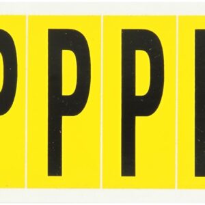 Brady 1550-P 3-1/2" Height, 1-1/2" Width, B-946 High Performance Vinyl Black On Yellow Color 15 Series Indoor Or Outdoor Letter Labels Legend "P" (6 Labels Per Card)