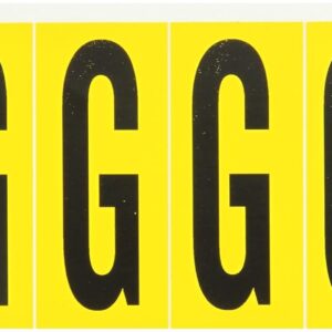 Brady 1550-G 3-1/2" Height, 1-1/2" Width, B-946 High Performance Vinyl Black On Yellow Color 15 Series Indoor Or Outdoor Letter Labels Legend "G" (6 Labels Per Card)
