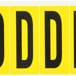 Brady 1550-D 3-1/2" Height, 1-1/2" Width, B-946 High Performance Vinyl Black On Yellow Color 15 Series Indoor Or Outdoor Letter Labels Legend "D" (6 Labels Per Card)