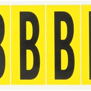 Brady 1550-B 3-1/2" Height, 1-1/2" Width, B-946 High Performance Vinyl Black On Yellow Color 15 Series Indoor Or Outdoor Letter Labels Legend "B" (6 Labels Per Card)