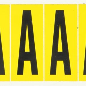 Brady 1550-A 3-1/2" Height, 1-1/2" Width, B-946 High Performance Vinyl Black On Yellow Color 15 Series Indoor Or Outdoor Letter Labels Legend "A" (6 Labels Per Card)