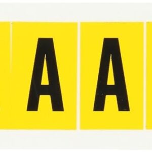 Brady 1530-A 1-1/2" Height, 7/8" Width, B-946 High Performance Vinyl, Black On Yellow Color 15 Series Indoor Or Outdoor Letter Label, Legend"A" (10 Labels Per Card)