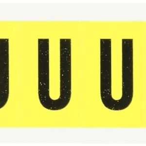 Brady 3430-U 1-1/2 pulgadas de alto, 7/8 pulgadas de ancho, B-498 paño de vinilo recolocable, negro sobre amarillo 34 serie etiqueta de letras interiores, leyenda "U" (10 etiquetas por tarjeta)