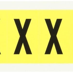 Brady 3430-X 1-1/2" Height, 7/8" Width, B-498 Repositionable Coated Vinyl Cloth, Black On Yellow Color 34 Series Indoor Letter Label, Legend"X" (10 Labels Per Card)