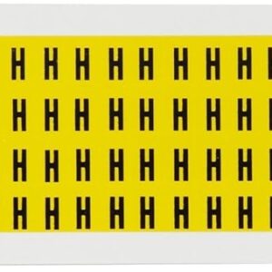 Brady 1500-h, 15 Número de serie y tarjeta de carta, 3/8" de altura x 1/4" de ancho, negro sobre amarillo, Legend "H" (144 por tarjeta)