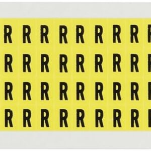 Brady 3400-r, 34 Número de serie tarjeta de carta de y, 3/8" de altura x 1/4" de ancho, negro sobre amarillo, Legend "R" (144 por tarjeta)