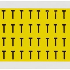 Brady 1500-T vinilo sensible a la presión (B-946), 1/4 pulgadas negro sobre amarillo 15 series números y letras interiores/exteriores, leyenda "T" (1 tarjeta por paquete, 144 pegatinas por tarjeta)
