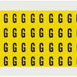 Brady 1500-G vinilo sensible a la presión (B-946), 1/4 pulgadas negro sobre amarillo 15 series números y letras interiores/exteriores, leyenda "G" (1 tarjeta por paquete, 144 pegatinas por tarjeta)