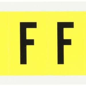 Brady 3430-F 1-1/2 pulgadas de alto, 7/8 pulgadas de ancho, B-498 paño de vinilo recolocable, negro sobre amarillo 34 serie etiqueta de letras interiores, leyenda "F" (10 etiquetas por tarjeta)