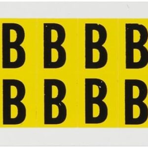 Brady 1520-B, 15 Series Número & Carta Card, 3/4" Altura x 9/16" Ancho, Negro sobre Amarillo, Leyenda "B" (32 por tarjeta)