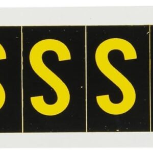 Brady 7890-S, números y letras para exteriores, 1 1/2 pulgadas de alto x 7/8 pulgadas de ancho, amarillo sobre negro, leyenda "S" (1 por pedido)