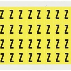 Brady 3400-Z - Paño de vinilo reposicionable (B-498), 1/4" negro sobre amarillo serie 34 números y letras interiores, leyenda "Z" (1 tarjeta)