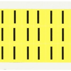 Brady 3410-I 1/2 pulgadas de altura, 11/32 pulgadas de ancho, B-498 paño de vinilo reposicionable, color negro sobre amarillo 34 Series etiqueta de letras interiores, leyenda "I" (78 etiquetas por tarjeta)