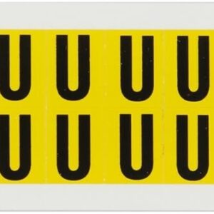 Brady 1520-u, 15 Número de serie y tarjeta de carta, 3/4" altura x 9/16" de ancho, negro sobre amarillo, Legend "U" (32 por tarjeta)